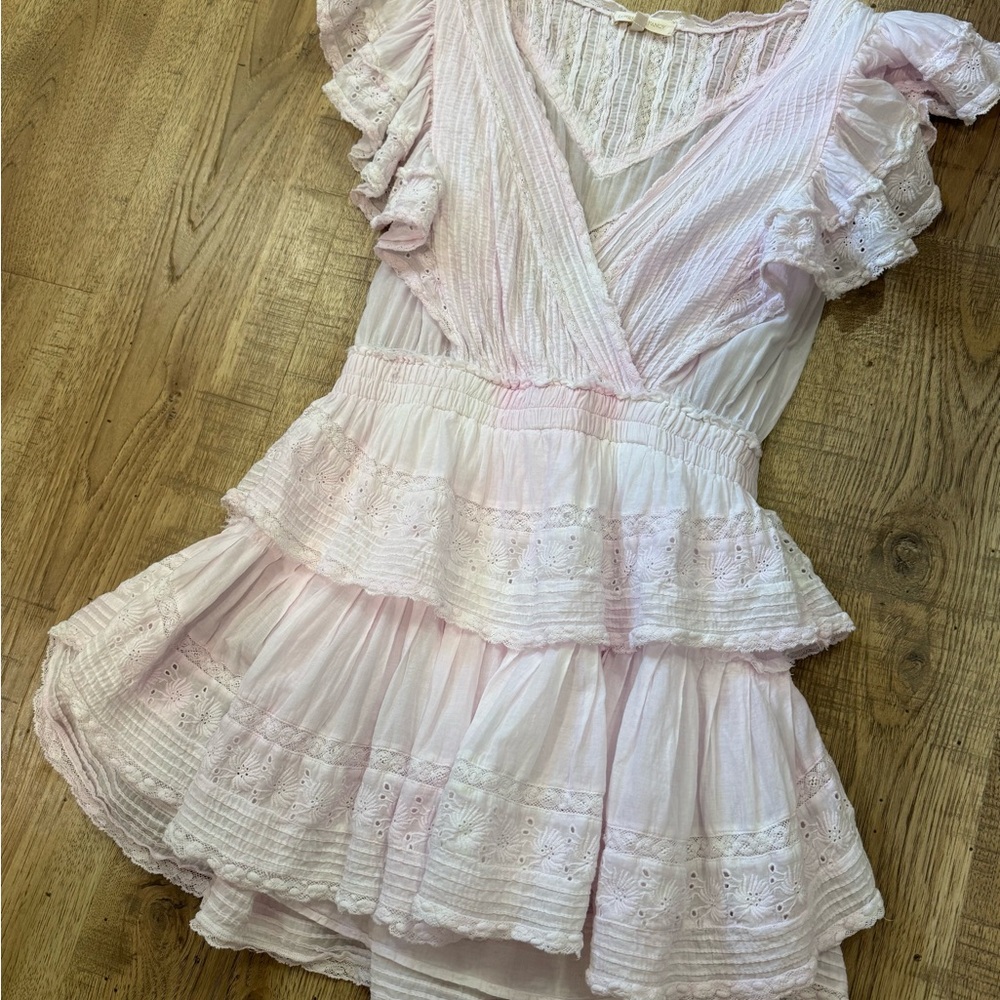 LoveShackFancy Delicate Pink Lace Dress